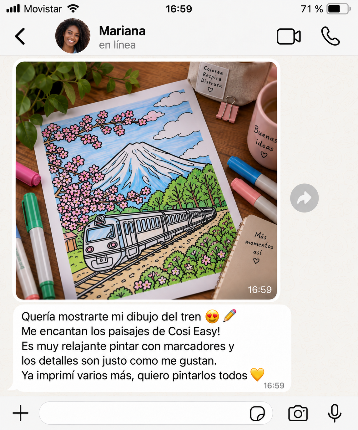 Mensaje de Mariana sobre Cozy & Easy
